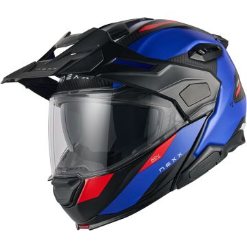 Nexx X.Lifecountry Terra Carbon Mat Blauw Rood Systeemhelm
