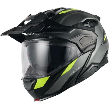 Nexx X.Lifecountry Terra Carbon Mat Grijs Neon Geel Systeemhelm