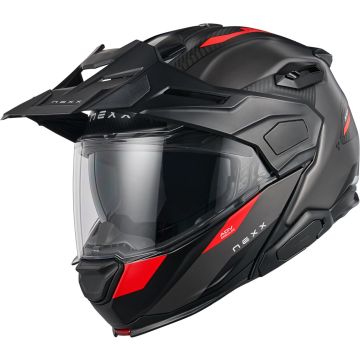 Nexx X.Lifecountry Terra Carbon Mat Grijs Rood Systeemhelm
