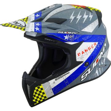 Suomy X-Wing Jetfighter E06 Mat Grijs Blauw Crosshelm