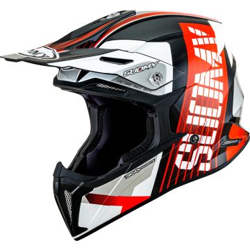 Suomy X-Wing Amped E06 Zwart Wit Rood Crosshelm