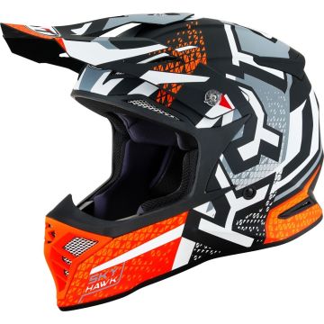 KYT Skyhawk Hyperflow Mat Grijs Oranje Crosshelm