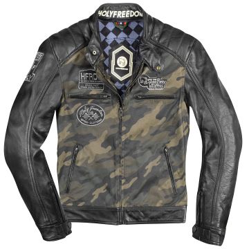 HolyFreedom Zero Camo Zwart  Leren/Textiele Motorjas