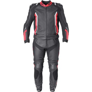 gms GR-1 Black White Red 2PC Leather Motorcycle Suit