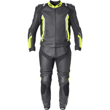 gms GR-1 Black Yellow White 2PC Leather Motorcycle Suit