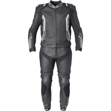 gms GR-1 Black Grey White 2PC Leather Motorcycle Suit