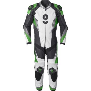 gms GRC-1 Black White Green 1PC Leather Motorcycle Suit