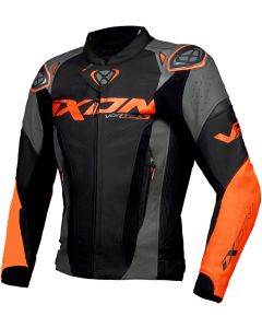 Ixon Vortex 3 JKT Zwart Antraciet Oranje Leren Motorjas