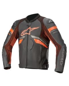 Alpinestars GP Plus R V3 Rideknit Leren Jas Zwart Fluo Rood 