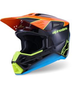Alpinestars S-M3 Fray Zwart Blauw Oranje Crosshelm