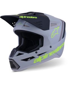 Alpinestars S-M3 Radium Grijs Mat Geel Crosshelm