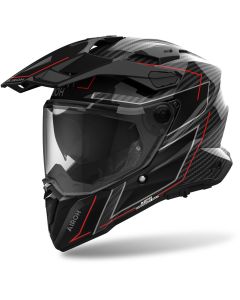 Airoh Commander 2 Stylish Full Carbon Zwart Grijs Rood Adventure Integraalhelm
