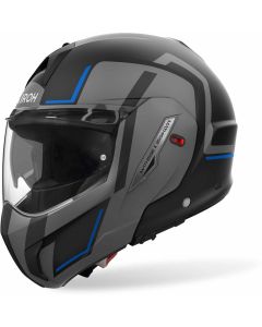 Airoh Mathisse II Genius Matzwart Grijs Blauw Systeemhelm