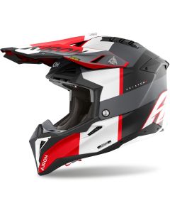 Airoh Aviator 3 Monarch Matzwart Grijs Rood Crosshelm