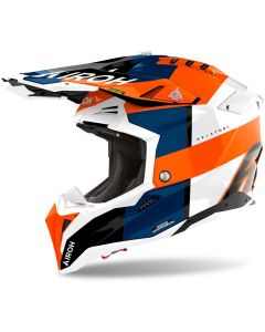 Airoh Aviator 3 Monarch Wit Blauw Oranje Crosshelm