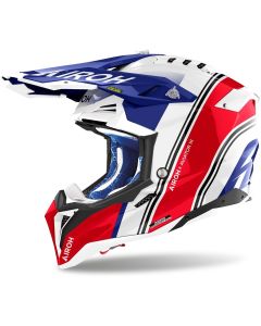 Airoh Aviator 3 Hima Wit Blauw Rood Crosshelm