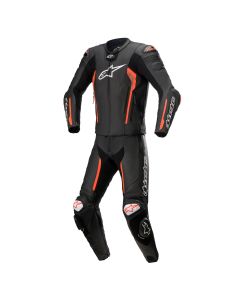 Alpinestars Missile V2 Tweedelig Leren Pak Zwart Rood Fluo