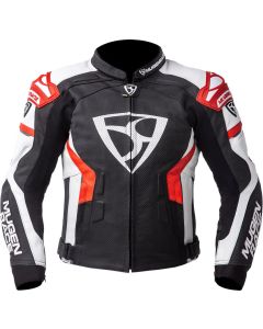 MUGENRACE Marcus Black White Red Leather Jacket
