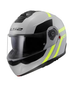 LS2 FF908 STROBE II AUTOX Grijs H-V Geel-06 Systeemhelm