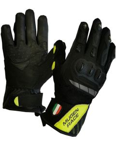 MUGENRACE Mia Kort Zwart Neon Gele Handschoenen
