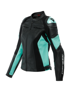 Dainese Racing 4 Leren Jas Dames Zwart Aqua Groen   