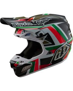 Troy Lee Designs SE5 Carbon MIPS Labyrinth Zwart Rood Groen Crosshelm